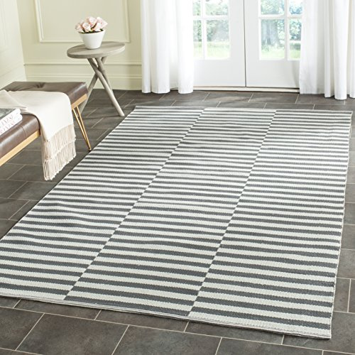 Safavieh Modern Indoor Flatweave Rectangle Area Rug, Montauk Collection, MTK715, in Ivory / Grey, 122 X 183 cm for Living Room, Bedroom or Any Indoor Space