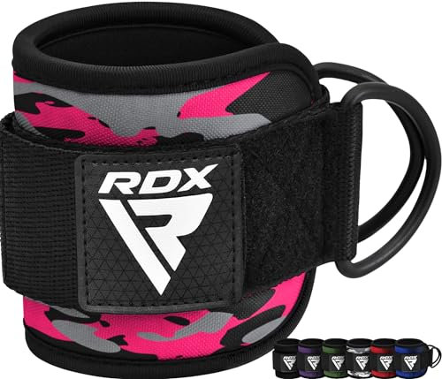 RDX Ankle Straps for Cable Machines – 7MM Neoprene Padded 10x4 Adjustable Gym Cuffs with Dual D-Rings – Weight Attachments for Wrist Glutes Leg Kickbacks Hip Abduction Strength Workouts – Men Women