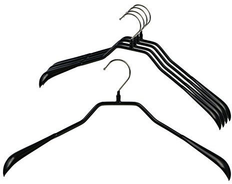 MAWA von Reston Macan Lloyd Bodyform Serie Antirutsch Platzspar Style 46/L extra breit Kleiderbügel für Jacken, Anzüge und Mäntel, 5 Stück, schwarz, schwarz, Set of 5