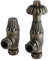 Milano Windsor Antique Style Brass Angled Heated Towel Rail Radiator Thermostatic Valves