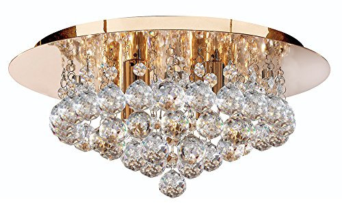 Searchlight Hanna 4 ceiling light 3404-4GO (round, clear crystals, gold finish)