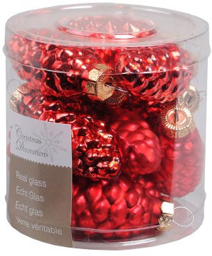 Weihnachtsbaumschmuck Tannenzapfen aus Glas – 12 x 60 mm, rot