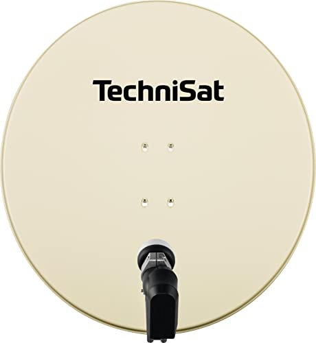 TechniSat SATMAN 850 PLUS - Satellitenschüssel für 2 Teilnehmer (85 cm Sat Spiegel mit Masthalterung und 40mm Universal-Twin-LNB) beige