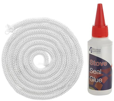 First4spares Stove Rope Door Seal & 100ml Adhesive for Log/Multifuel / Wood Burners (3 Metres, 14mm)