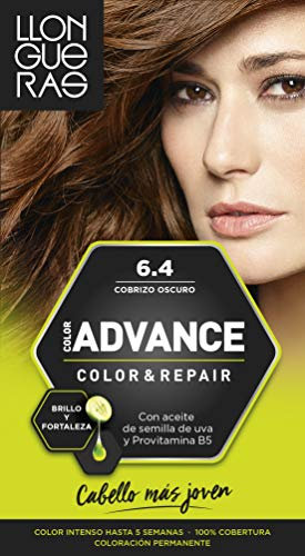 Llongueras Color Advance Tinte Pelo Mujer Coloración Permanente Color Intenso Hasta 5 semanas - Tono 6.4 Cobrizo Oscuro