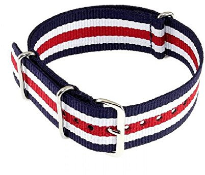 PUREgrey 22mm NATO Nylon Durchzugsband Uhrenarmband blau-weiß-rot Wasserfest