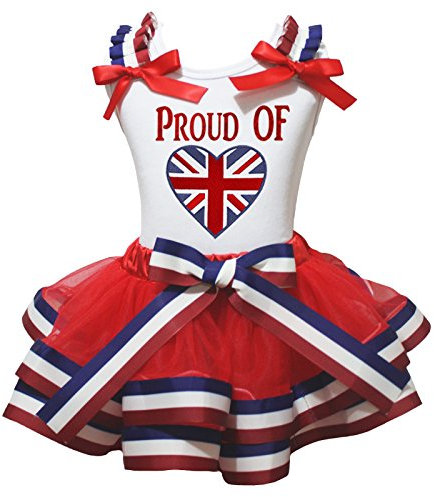 British Robe Fiers de drapeau anglais Cœur Blanc Chemise Rouge Pétale Jupe Ensemble Nb-8y - - Medium