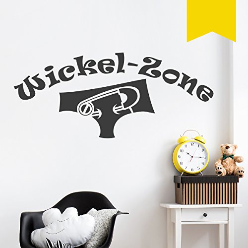 WANDKINGS Wandtattoo Wickel-Zone mit Windel 130 x 55 cm gelb - erhältlich in 33 Farben