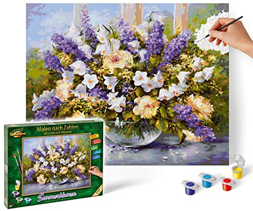 Schipper 609130717 Malen nach Zahlen - Sommerblumen - Bilder malen für Erwachsene, inklusive Pinsel und Acrylfarben, 40 x 50 cm
