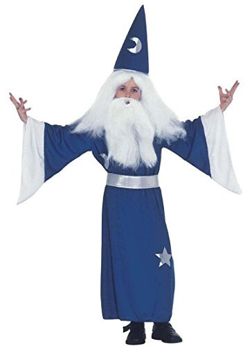 NET TOYS Zauberer Kostüm Gandalf Zaubererkostüm Kinder 128 cm 5-7 Jahre Magier Merlin Zauberkostüm Hexer Zauberumhang Märchen Magierkostüm Kind Märchenkostüm Kindergeburtstag Karnevalskostüme Jungen