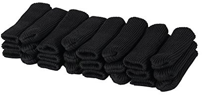 Cuccu 24pcs Black Color Knitting Wool Furniture Socks/Reliable Chair Leg Floor Protector,Wood Floor Protectors with Cute Design, Elastic Chair Furniture Socks Sets, Vertical Knitted and Reduce Noise