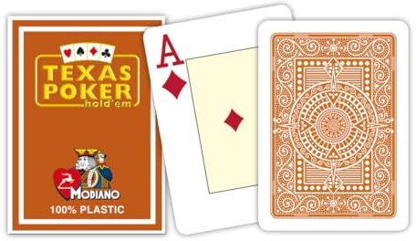 Modiano Poker Texas Hold 'em Poker – Cards, 100% Plastic, 2 Sticks/Corner Of Characters in the Index Jumbo