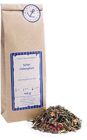 Grüner Tee lose Grüner Tee Liebesglück Rosenblüten, Kaktusblüten, Erdbeer Grüntee zarte Bergamotte-Note 250g