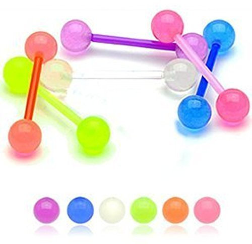 Jewellery Sleuth Zungenpiercing, leuchtend, 6er-Set, BioFlex-Zungen-Stäbe