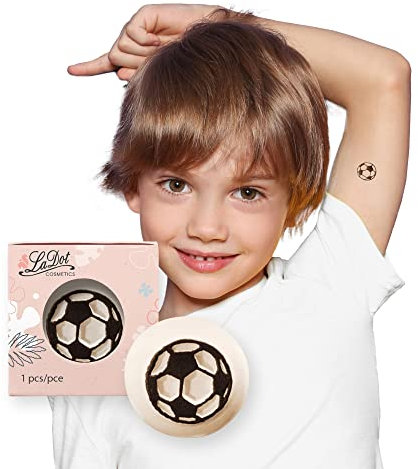 LaDot Tattoo für Kinder und Erwachsene, temporäre hautfreundliche fake Tattoos, Tattoo-Stempel ohne Nadeln für Körper und Arm, wasserfest, Keramikstempel Fußball