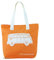 BRISA VW Collection - Volkswagen Wiederverwendbare Canvas-Einkaufs-Tüte-Strand-Tasche mit T1 Bulli Bus Motive (Silhouette/Orange)