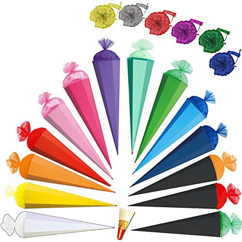 alles-meine.de GmbH Schultüte - einfarbig - Rohling/Bastelschultüte freie Farb - und Größenwahl 35 cm bis 100 cm - inkl. Schleife - Zuckertüte - zum Basteln, Bemalen und Be..