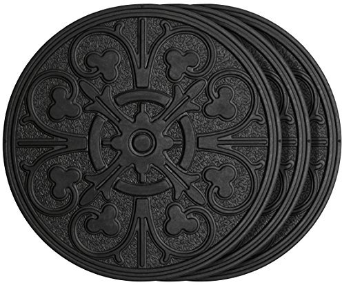 Home Furnishings by Larry Traverso Rubber Compass Scroll Garden Stepping Stone, 11-3/4-Inches, Black, Set of 3