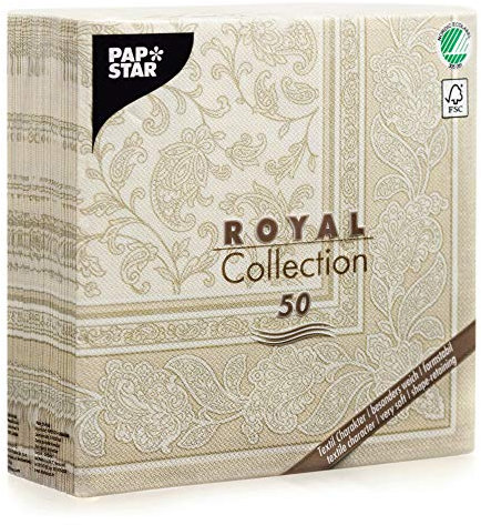 50 Servietten ROYAL Collection 1/4-Falz 40 cm x 40 cm champagner Ornaments 11681