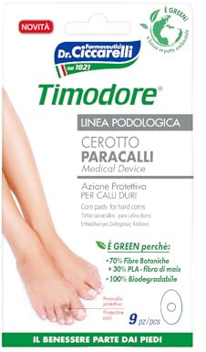 Timodore, Cerotti Paracalli per Calli Duri, Indicati per Proteggere dallo Sfregamento della Scarpa, Prevengono il Riformarsi del Callo Duro, 100% Made in Italy, Dermatologicamente Testato, 9 pz