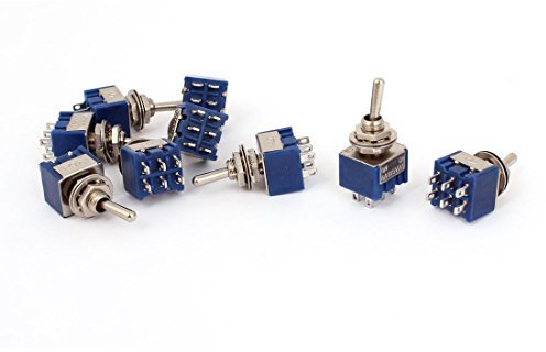 sourcing map 9pcs Mini Interruptor Conmutador AC 125V 6A 6-Pin DPDT ON-ON 2 Posición Bloqueo