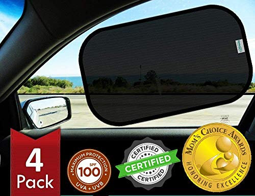 kinder Fluff - Parasol Coche Lateral (4 PCs): Único Protector Solar Bebe Certificado Que ha demostrado Bloquear el 99,95% de los Rayos UV -Premio de Oro Mom'S Choice -Accesorios para Coche- Standard