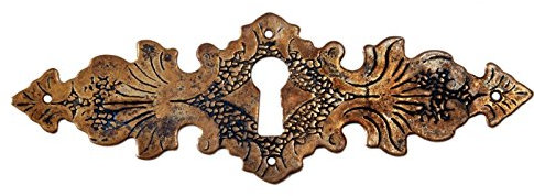Holzando Gründerzeit Möbelgriff Schlüsselschild aus Messing antik Patina 9022/A3.01