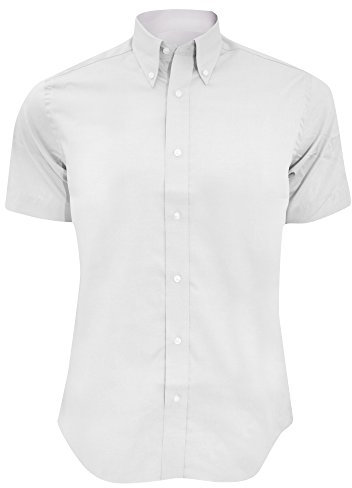 Kustom Kit Mens Short Sleeve Tailored Fit Premium Oxford Shirt (19inch) (White)