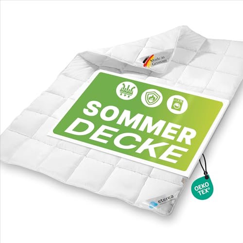 eterea Sommerdecke 200x200 Ganzjahr - Frieda Steppdecke nach Oekotex 100 - Sommerbettdecke 200x200 - Extra Weiches Oberbett - Blanket Duvet Decke - Leichte Sommerdecke 200x200cm Weiß