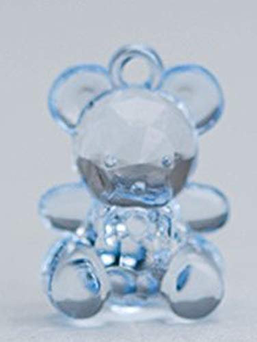 Confezione 50 pezzi, Bomboniera applicazione ORSETTO in plastica, dimensione cm1.5X2, per segnaposto, composizione confetti. (ck6112) (CELESTE)