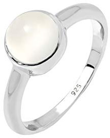 Elli Damen Schmuck Ring Solitärring Edelstein Mondstein Pastell Silber 925 Mondstein Größen 52 54 56 58 60 62 64