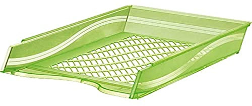 Bene Briefkorb, geeignet für Formate A4-C4, A4 Briefablage, Polystyrol, stapelbar und stabil, grün/transparent, 060100GNT