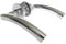 ARCHED T BAR Internal Door Handle Pair Lever on Rose in Satin Stainless Steel Polished Stainless Steel