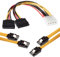 POPPSTAR 2x50cm Sata 3 câble de données en jaune (câble Sata - connecteur droit), y compris 20cm adaptateur de courant 4-pin sur 2x 15-pin