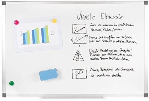 Genie Whiteboard XXL PRO (klassische Magnet; Schreibtafel; Abwischbar; Magnetisch; Inkl. Zubehör; 90 cm x 60 cm)