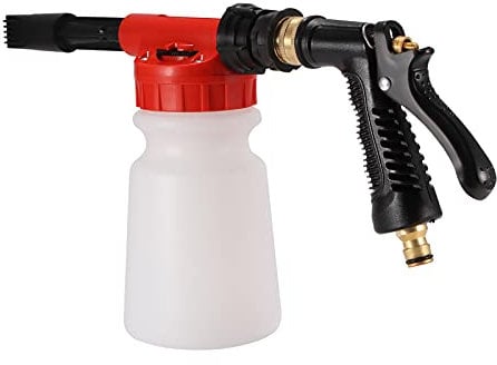 ALLOMN Snow Foam Schaumpistole Autowäsche, Schaumsprüher Auto Schaumlanze Druckluft Reinigungspistole Hochdruckwasserpistolen für Autos Motorräder, 5 Stufen des Wasserdrucks 1 Liter Schaumstoffflasche