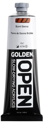 GOLDEN OPEN Slow-Drying Acrylics, Burnt Sienna, 5 fl. oz. Tube
