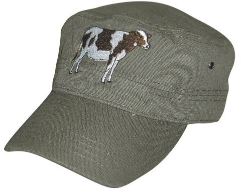Fan-O-Menal Military-Cap mit Einstickung - Rind Kuh - 60511 grau