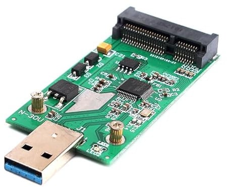 KALEA-INFORMATIQUE mSATA-auf-USB3-Adapter zum Lesen und Beschreiben Einer mSATA-SSD über einen USB-3.0-Anschluss.