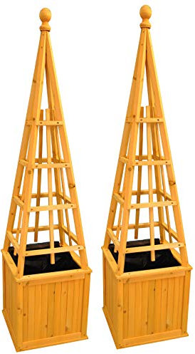 Selections Pack of 2 x Wooden Obelisk Garden Planters