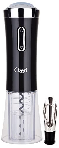 Ozeri Nouveaux II Electric Wine Opener in Black, with Free Foil Cutter, Wine Pourer and Stopper