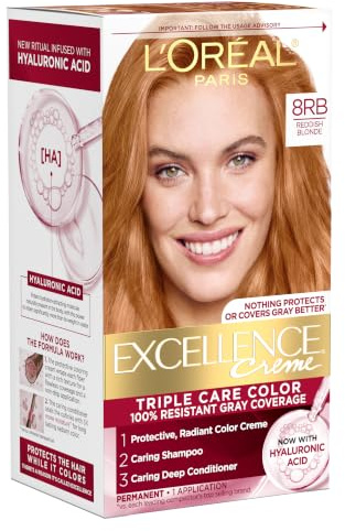 L'Oreal Paris Excellence Creme, 8RB Medium Reddish Blonde, (Packaging May Vary)