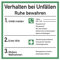 Schild Verhalten bei Unfällen, Kunststoff 18 x 18 cm (Verhaltensregeln, Notfall, Erste Hilfe Maßnahmen) wetterfest