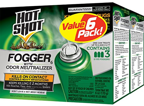 Hot Shot Fogger With Odor Neutralizer 6 Count-2 Ounce Cans (2 Pack), Controls Heavy Insect Infestations