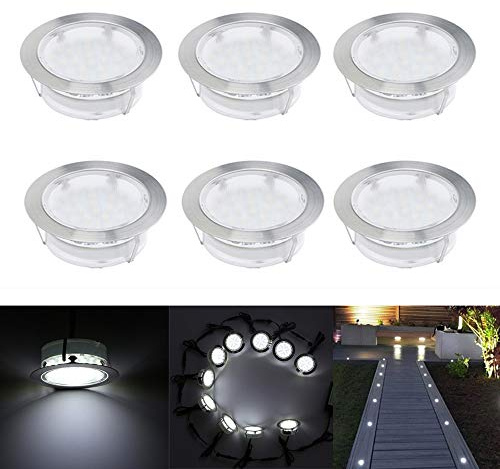LED Einbaustrahler, 6er Set Bodeneinbaustrahler Aussen Ø80mm 2.5W Treppen Einbauleuchten IP67 Wasserdicht Außenleuchten Boden Lichter für Terrasse, Garten, Balkon,Badezimmer, Küche (Kaltes Weiß)