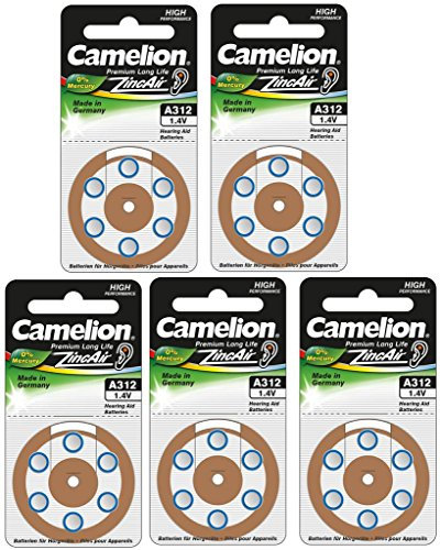 30 x CAMELION A312 HÖRGERÄTE BATTERIE ZINC AIR PR41 ZL3
