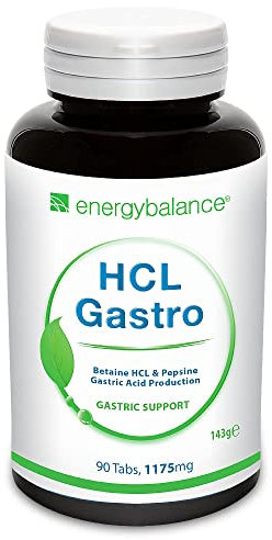 EnergyBalance HCL Gastro - Kapseln mit Betain, Pepsin - Magen, Verdauung, Homocysteinstoffwechsel - ohne Zusätze, Natürlich, mit Milch - 90 Tabletten à 1175 mg