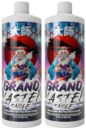 GRAND MASTER SMOKE 64oz / 2 Pack Soak & Wash Bundle Glass Pipe Cleaner - Cleanse, Deodorize, Restore - No Shaking/No Scrubbing