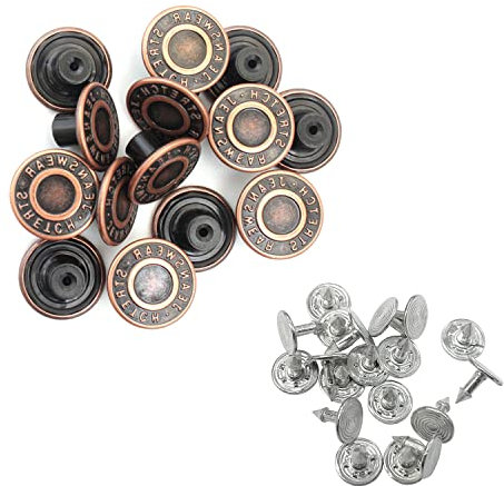Trimming Shop Kupfer Bronzen 17mm Metall Jeans Knöpfe Stecknadel Verschlüsse mit Rücken Stift für Bekleidung Reparatur,Jeans,Jacke - Kupfer Bronze, 10 Stück
