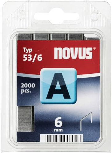 Novus Feindrahtklammern 6 mm, 2000 Tacker-Klammern vom Typ A53/6, Befestigung von Stoffen, Textilien, Holzleisten, Draht